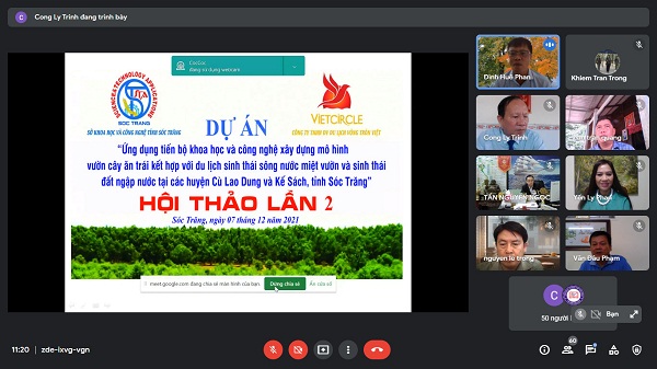 HỘI THẢO LẦN THỨ 2 DỰ ÁN: “ỨNG DỤNG KHOA HỌC VÀ CÔNG NGHỆ XÂY DỰNG MÔ HÌNH VƯỜN CÂY ĂN TRÁI KẾT HỢP VỚI DU LỊCH SINH THÁI SÔNG NƯỚC MIỆT VƯỜN VÀ SINH THÁI ĐẤT NGẬP NƯỚC TẠI HUYỆN CÙ LAO DUNG VÀ KẾ SÁCH, TỈNH SÓC TRĂNG”